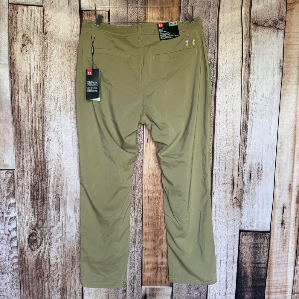 Under Armour Straight Fit Performance Pants Khaki Golf Travel Waist 34 NWT - Picture 2 of 10